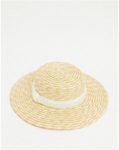 Соломенная шляпа канотье с искусственным жемчугом на ленте Asos design