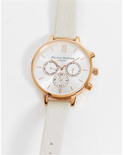 Розово золотистые часы с хронографом и кожаным ремешком Olivia burton