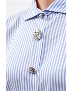 Удлиненная рубашка из легкого купро с объемными рукавами и принтом в полоску Ermanno scervino