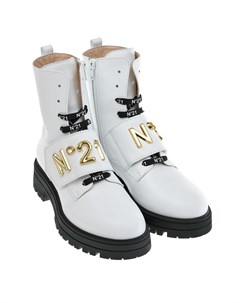 Белые высокие ботинки с золотым логотипом детские №21