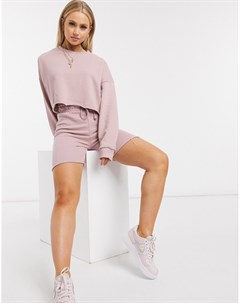 Розовый короткий свитшот и шорты Missguided