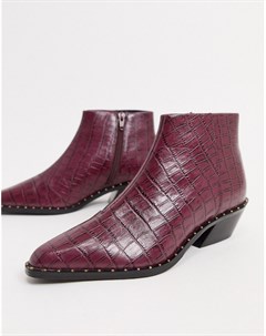 Фиолетовые кожаные ботинки челси в стиле вестерн Asos design