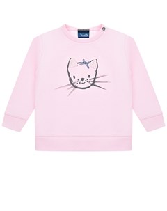Розовый свитшот с принтом Кошка детский Sanetta kidswear