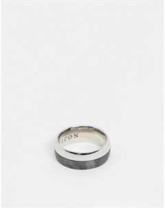 Серебристое стальное кольцо с черной вставкой Icon brand