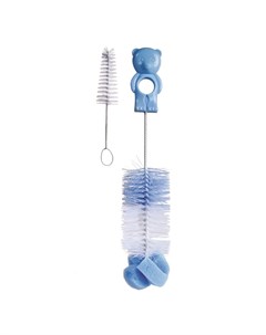 Ёршик для мытья бутылочек и сосок с губкой голубой Canpol