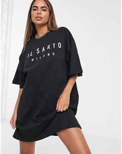 Oversized платье футболка черного цвета Il sarto