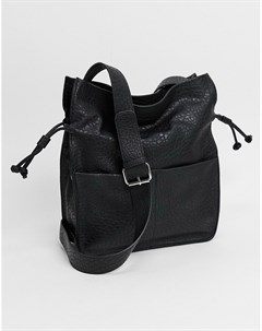 Черная сумка тоут из искусственной кожи Asos design