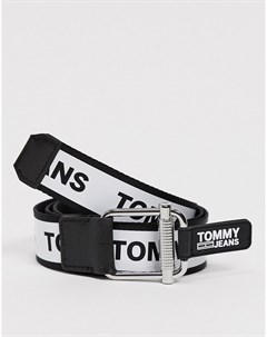 Черный ремень с логотипом Tommy jeans