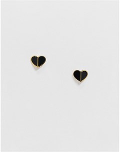 Черные серьги гвоздики в форме сердечек Kate spade