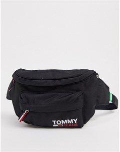 Черная сумка кошелек на пояс с логотипом Tommy jeans