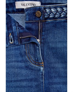 Облегающие джинсы из денима stretch с плетеной вставкой Valentino
