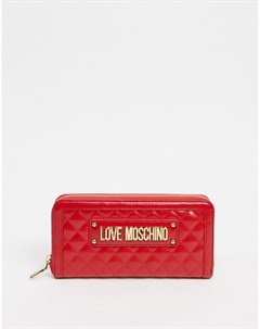 Большой стеганый кошелек красного цвета Love moschino