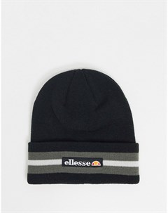 Черная шапка бини с полосками и логотипом Ellesse
