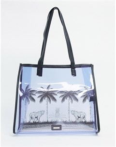 Фиолетовая сумка тоут с пальмовым принтом Skinnydip