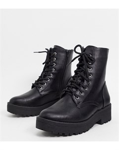 Черные ботинки для широкой стопы на шнуровке Truffle collection