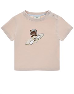 Бежевая футболка с принтом Мишка на самолетике детская Fendi