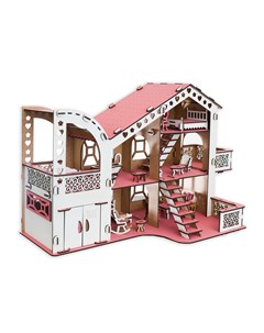 Сборный кукольный домик Пудра с гаражом и мебелью Эlen toys