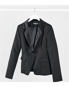 Черный пиджак с лацканами из ткани под атлас Missguided tall