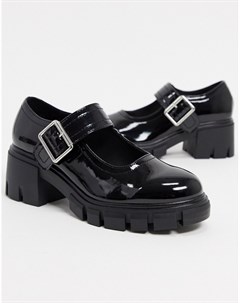 Черные туфли с ремешком на массивной подошве Asos design