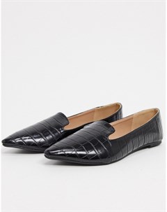 Черные туфли с крокодиловым рисунком Qupid