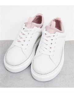 Бело розовые кроссовки для широкой стопы на массивной подошве Asos design