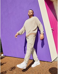 Бежевый свитер в стиле oversized с контрастной отделкой Asos design