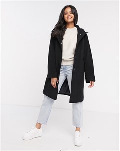 Черное пальто с капюшоном Asos design