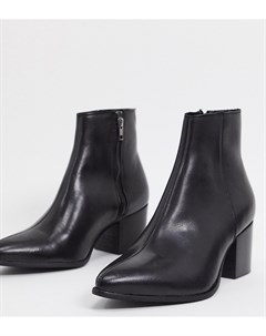 Черные кожаные ботинки челси для широкой стопы Asos design