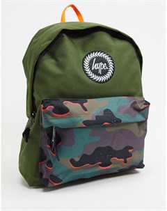 Рюкзак цвета хаки с камуфляжным принтом на кармане Hype