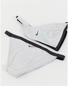 Серебристые плавки бикини с переливающимся эффектом flash Nike