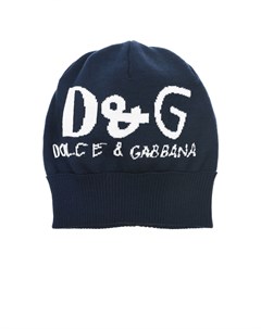 Синяя шапка с белым логотипом детская Dolce&gabbana