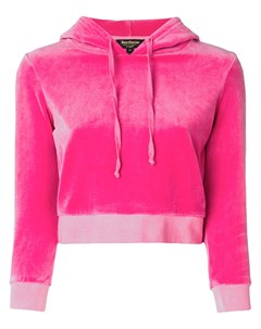 Укороченный велюровый пуловер с капюшоном Juicy couture