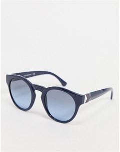 Синие круглые солнцезащитные очки Emporio armani