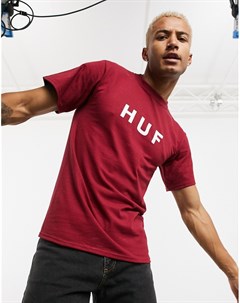 Бордовая футболка с логотипом Huf