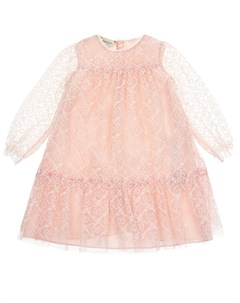 Розовое платье из фатина с вышивкой GG детское Gucci
