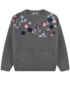 Шерстяной свитер с цветочными аппликациями детский Il gufo