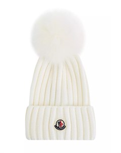 Белая шапка в широкий рубчик из шерсти Virgin Moncler