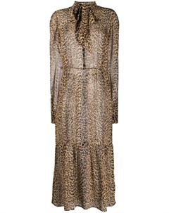 Платье с леопардовым принтом Saint laurent