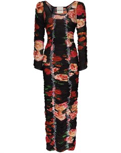 Сетчатое платье со сборками и цветочным принтом Molly goddard