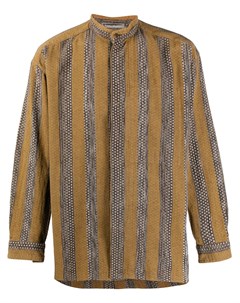 Полосатая рубашка 1980 х годов с воротником стойкой Issey miyake pre-owned