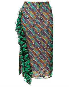 Полосатая юбка с гофрированной панелью Marco de vincenzo
