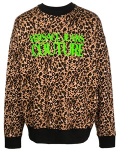 Толстовка с леопардовым принтом и логотипом Versace jeans couture