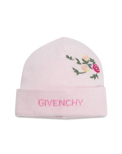 Трикотажная шапка с цветочной вышивкой Givenchy kids