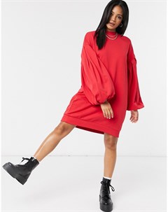 Красное платье свитшот в стиле oversized с объемными рукавами Asos design