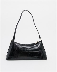 Черная сумка на плечо с крокодиловым эффектом Asos design
