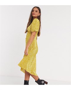 Желтое плиссированное платье с принтом ASOS DESIGN Petite Asos petite