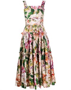 Платье с цветочным принтом и складками Dolce&gabbana