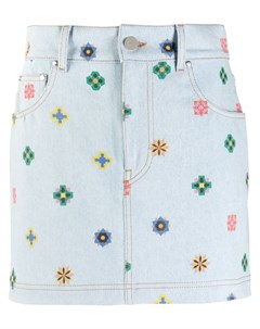 Джинсовая юбка с цветочным принтом Kirin
