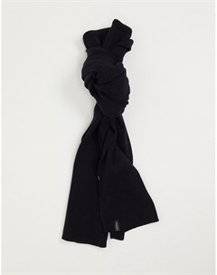 Черный хлопковый трикотажный шарф Selected homme