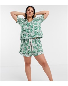 Пижама с зеленым пальмовым принтом New Look Curve New look plus